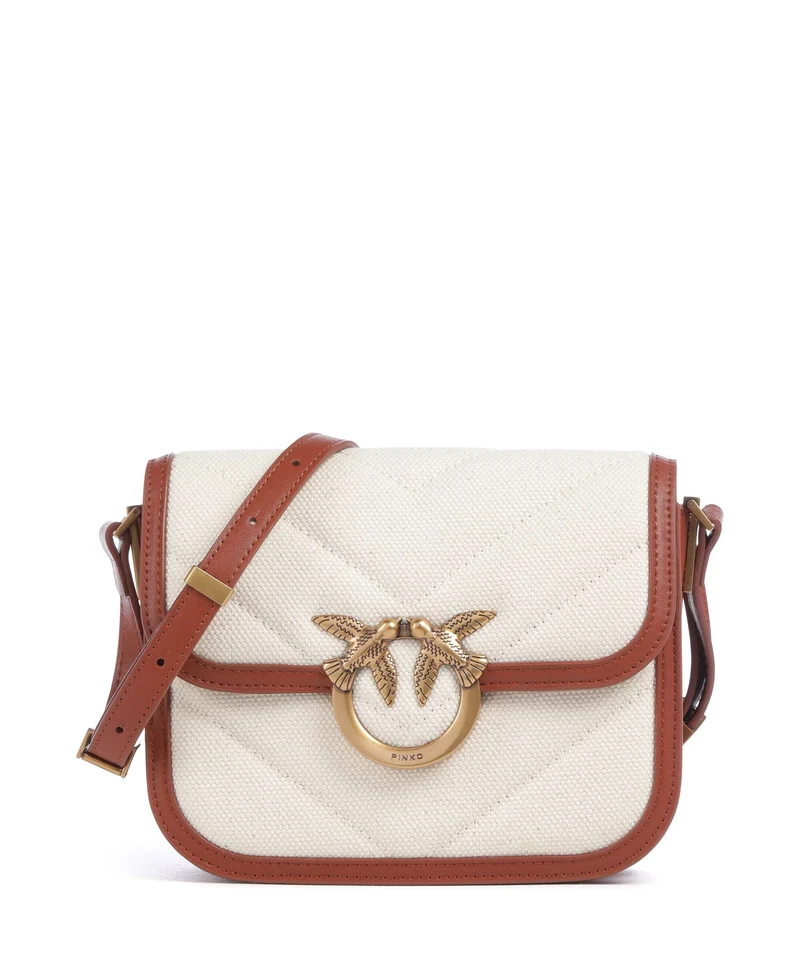 Pinko Love Box Mini Umhängetasche beige/marrone/antique gold
