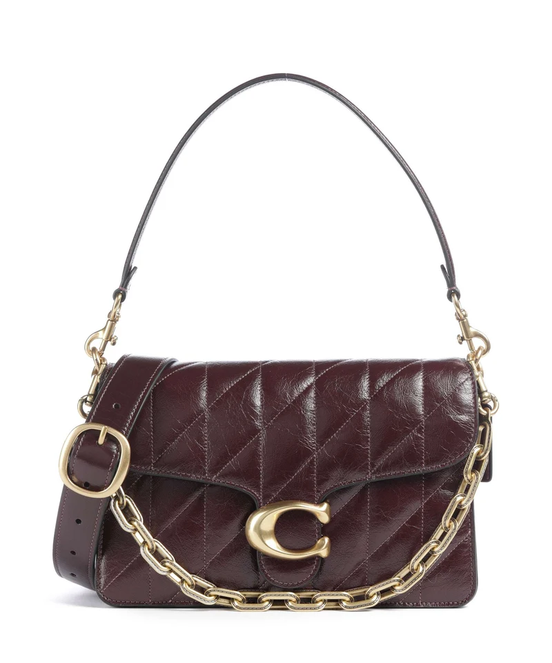 Coach Tabby Quilted Glazed Schultertasche black currant