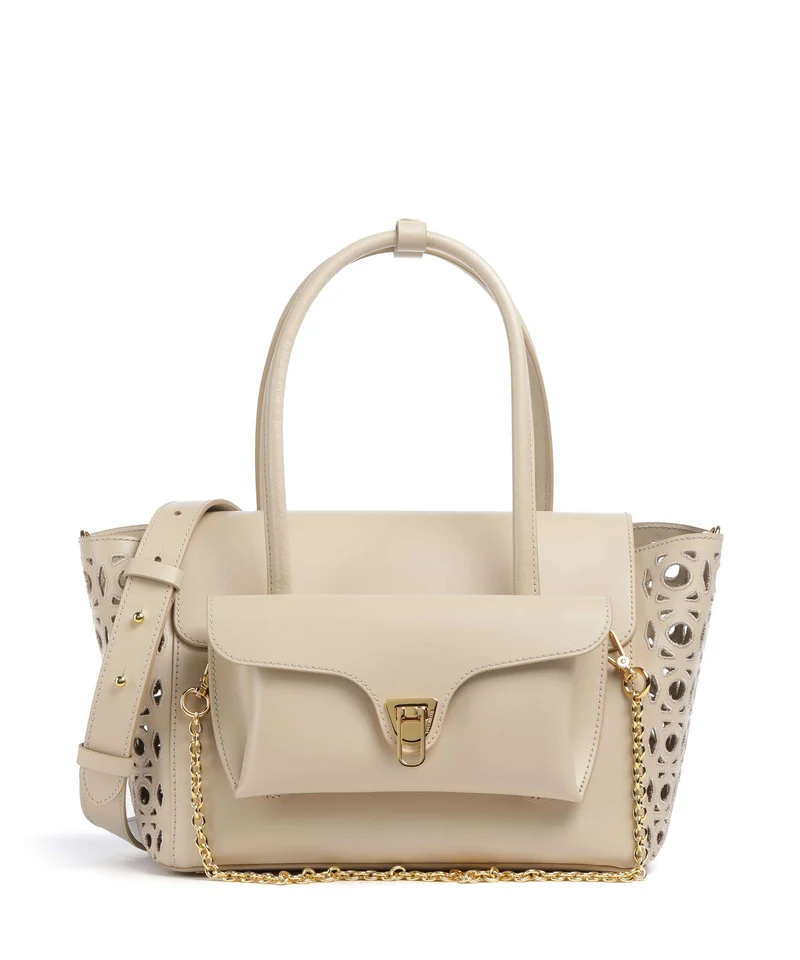 Coccinelle Beat Double Monogram Handtasche sandshell