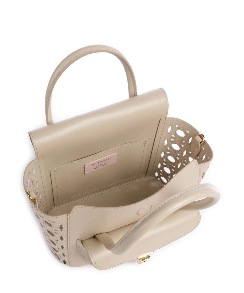 Coccinelle Beat Double Monogram Handtasche sandshell