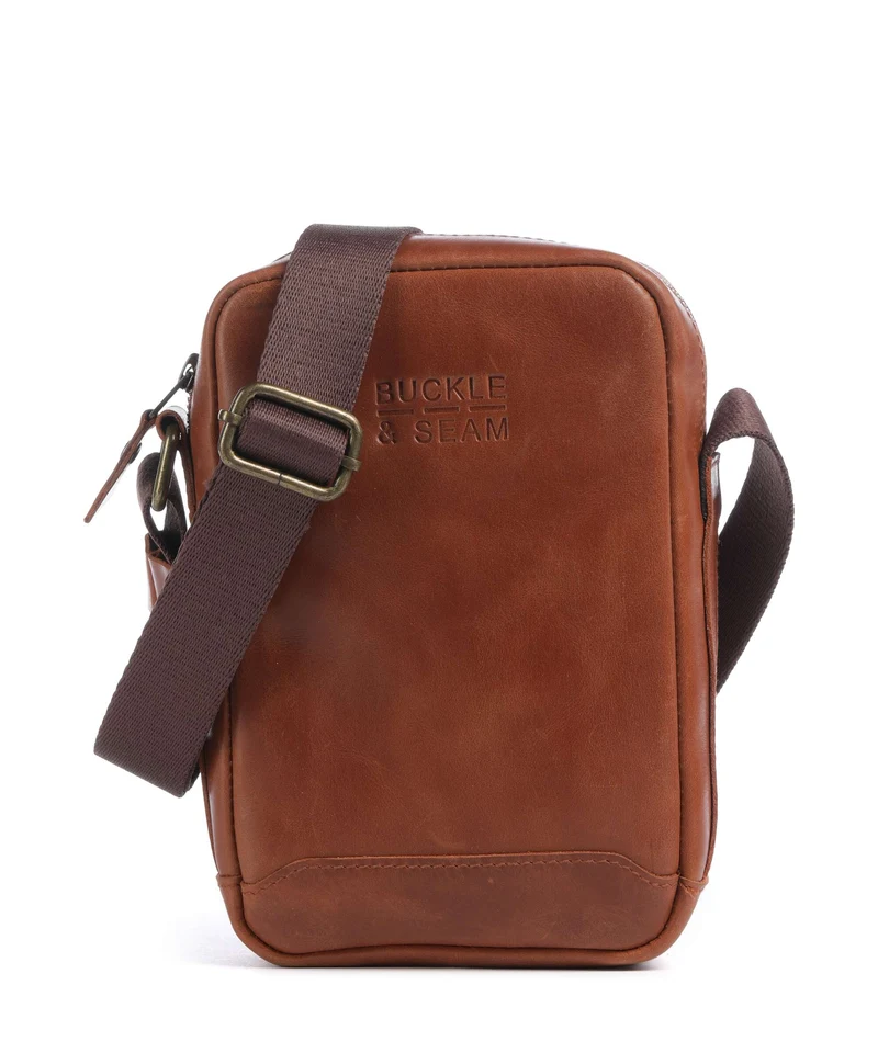 Buckle & Seam Crazy Horse Runner Umhängetasche cognac