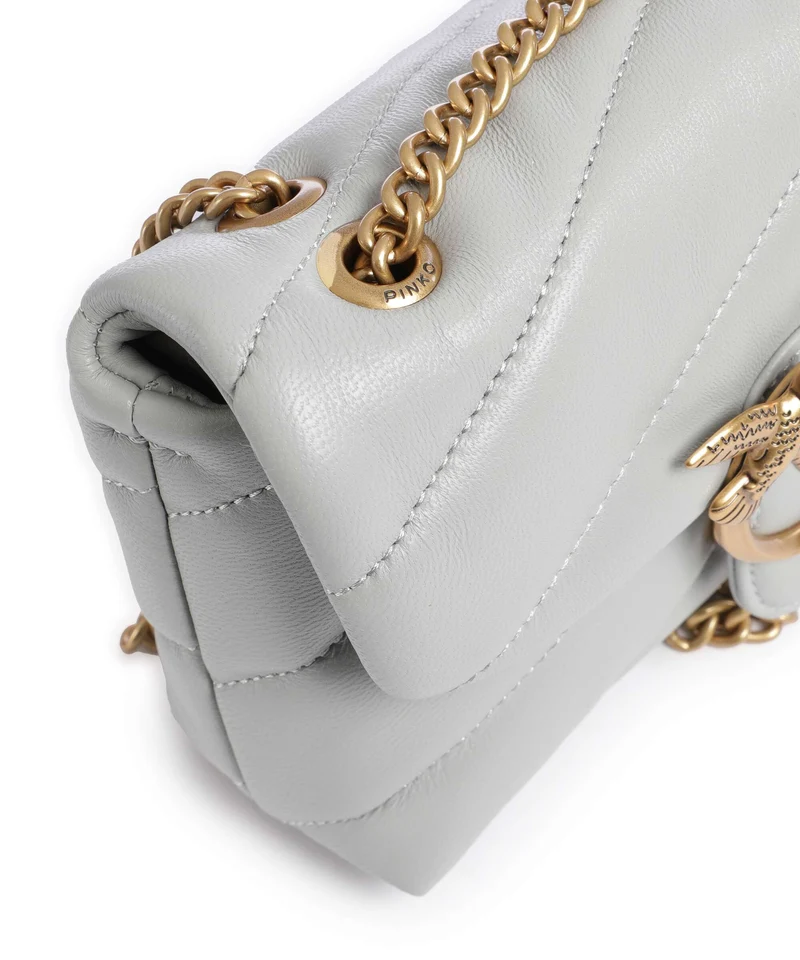 Pinko Love Puff Baby Schultertasche grigio perla/antique gold