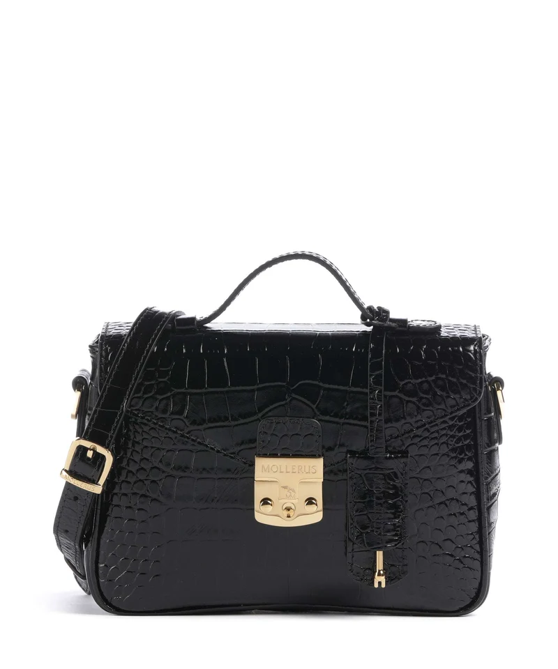 Maison Mollerus Croco Meyrin Umhängetasche classic schwarz