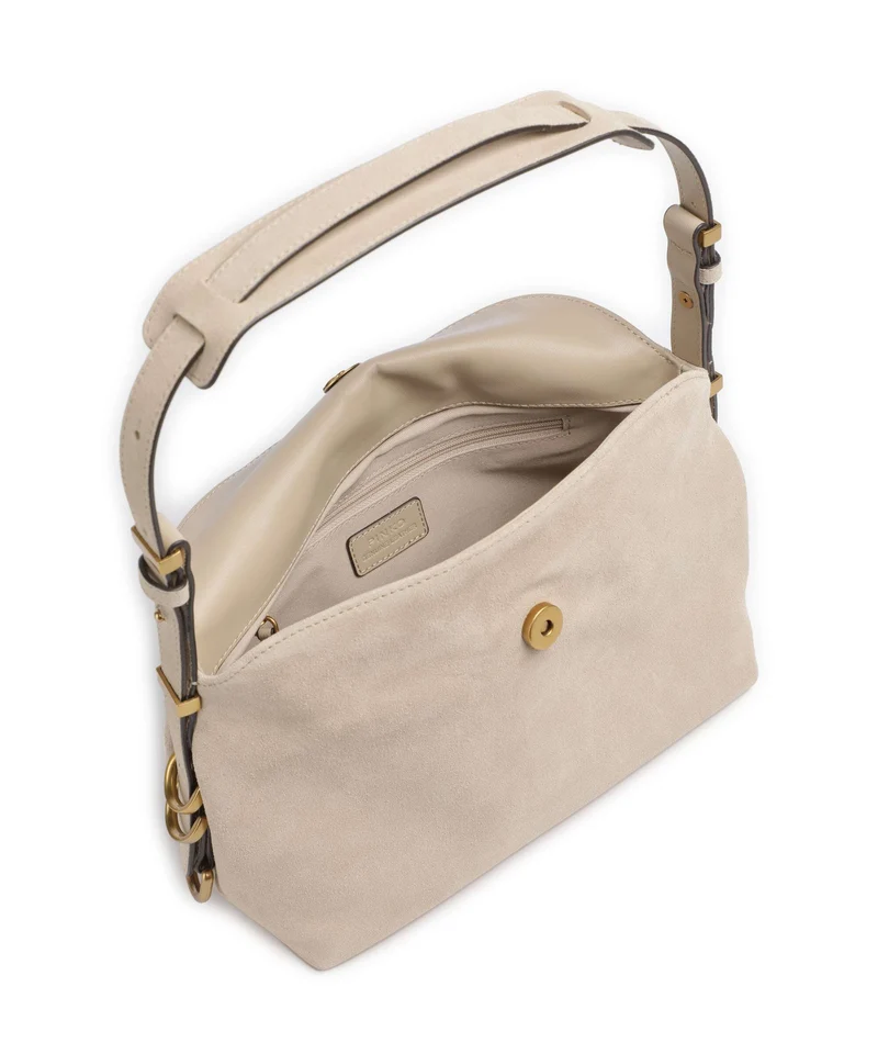 Pinko Saddle Horizontal Mini Schultertasche beige/grigio fumo/antique gold