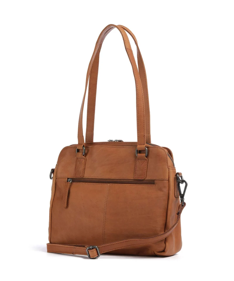 The Chesterfield Brand Wax Pull Up Cow Porlezza Schultertasche cognac