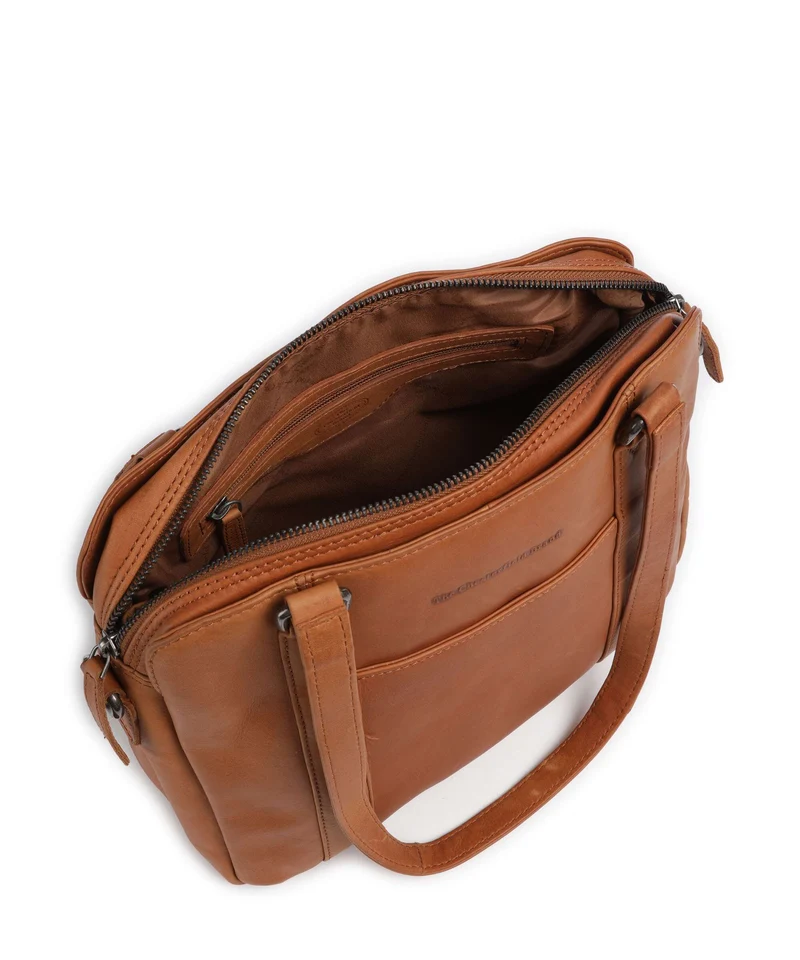 The Chesterfield Brand Wax Pull Up Cow Porlezza Schultertasche cognac