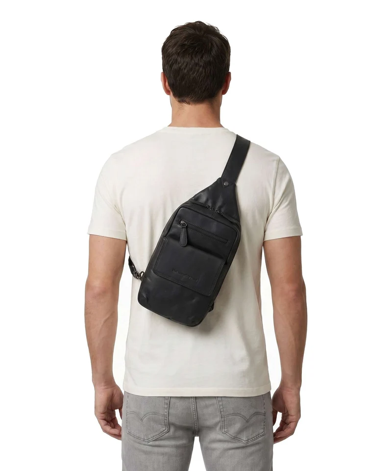 The Chesterfield Brand Wax Pull Up Cow Turelle Slingbag black