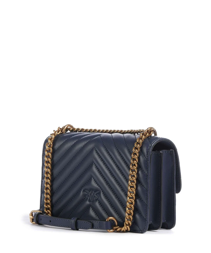 Pinko Love One Mini Schultertasche blu indaco ombroso/antique gold