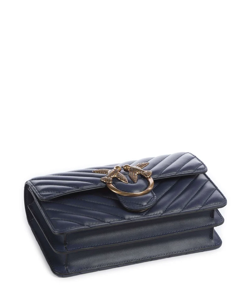 Pinko Love One Mini Schultertasche blu indaco ombroso/antique gold