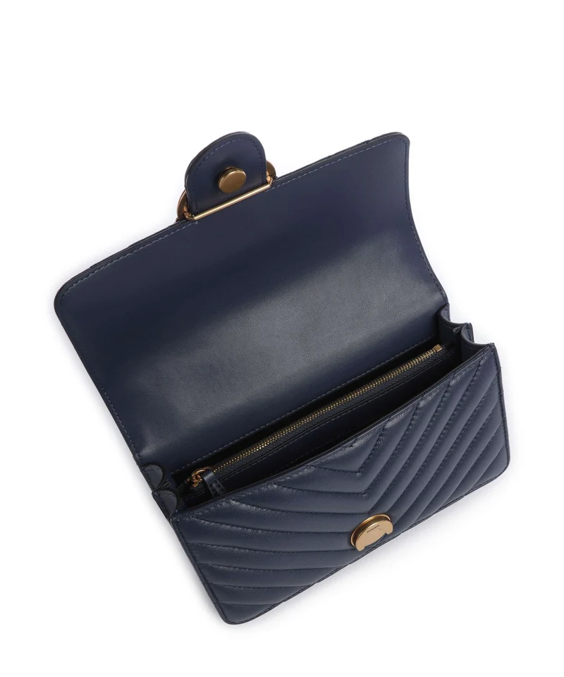 Pinko Love One Mini Schultertasche blu indaco ombroso/antique gold