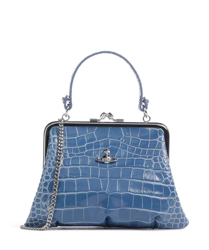 Vivienne Westwood Granny Frame Embossed Croc Handtasche blue