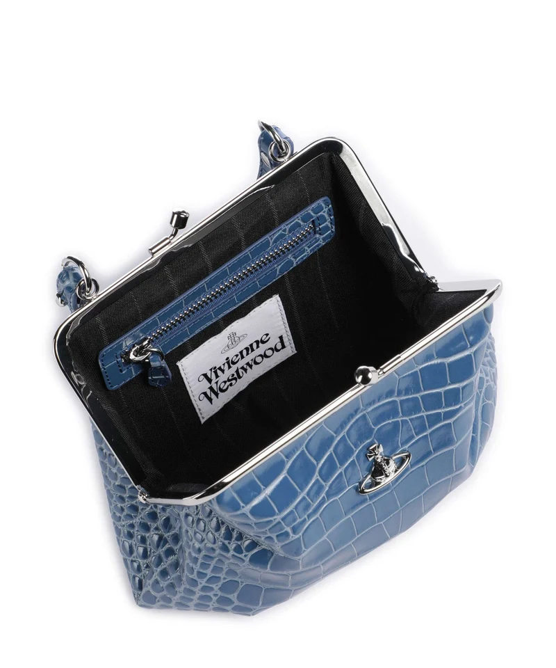 Vivienne Westwood Granny Frame Embossed Croc Handtasche blue