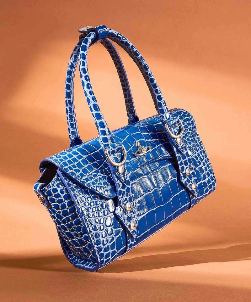 Vivienne Westwood Bettina Embossed Croc Mini Handtasche blue