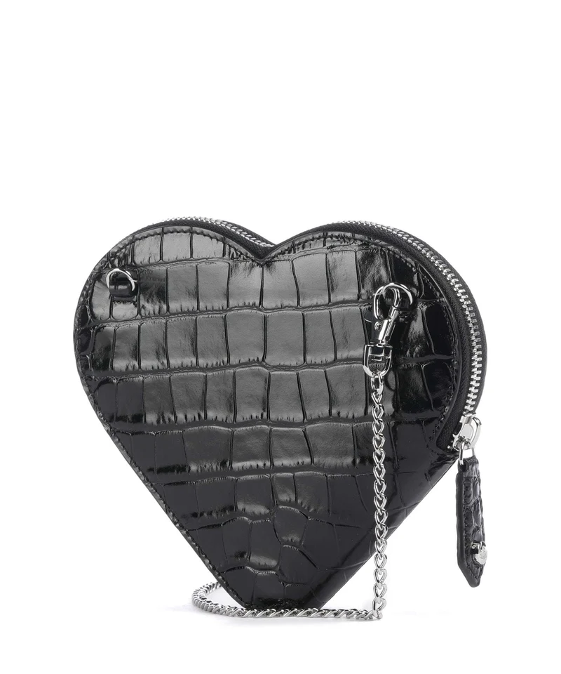 Vivienne Westwood Heart Embossed Croc Umhängetasche black