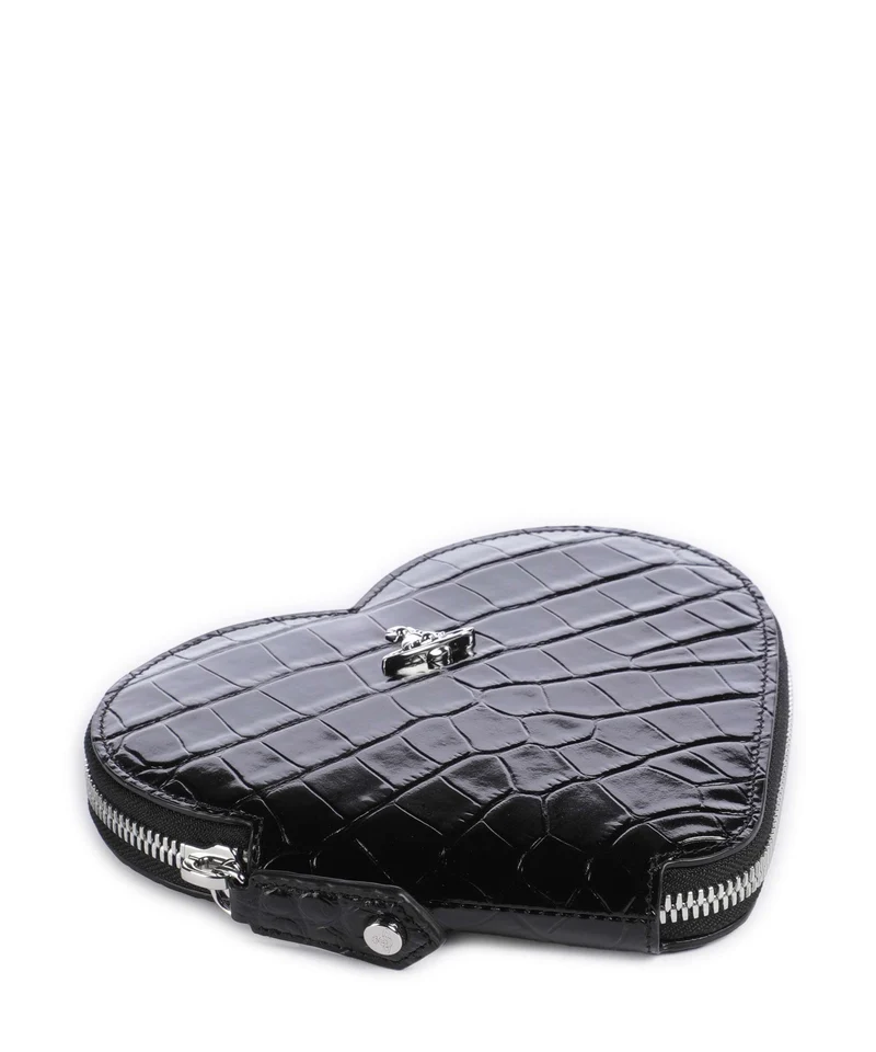 Vivienne Westwood Heart Embossed Croc Umhängetasche black
