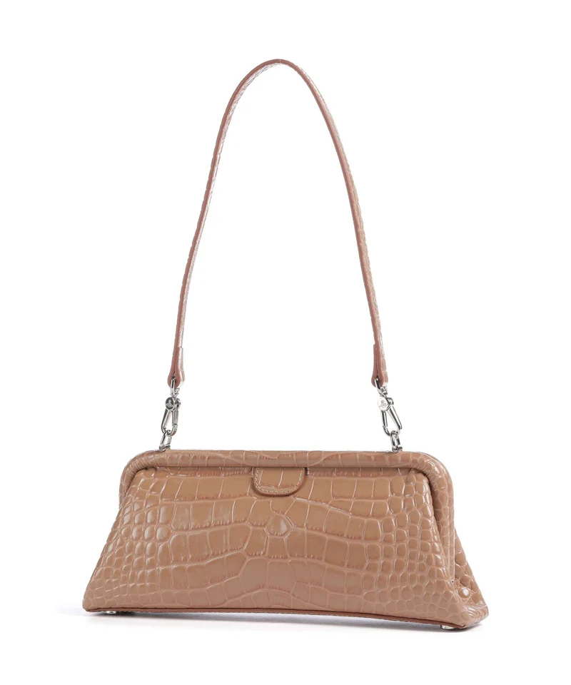 Vivienne Westwood Jane Frame Embossed Croc Schultertasche dusty pink