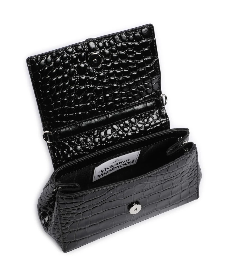 Vivienne Westwood Hazel Embossed Croc Small Schultertasche black