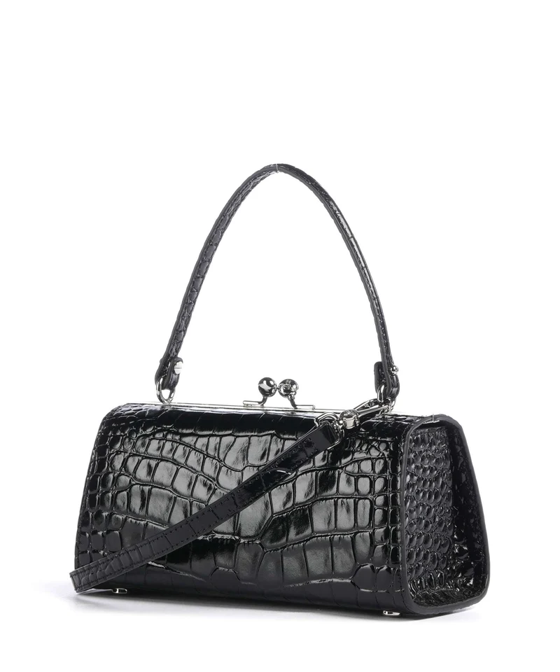 Vivienne Westwood Doll Frame Embossed Croc XL Handtasche black