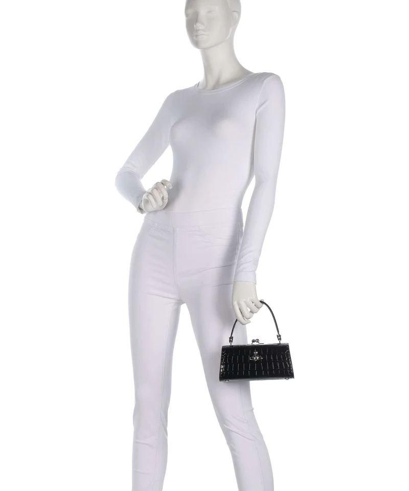 Vivienne Westwood Doll Frame Embossed Croc XL Handtasche black