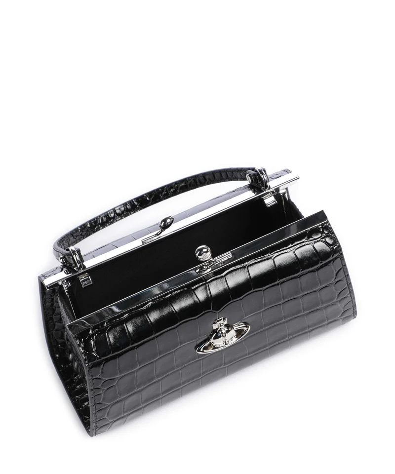 Vivienne Westwood Doll Frame Embossed Croc XL Handtasche black