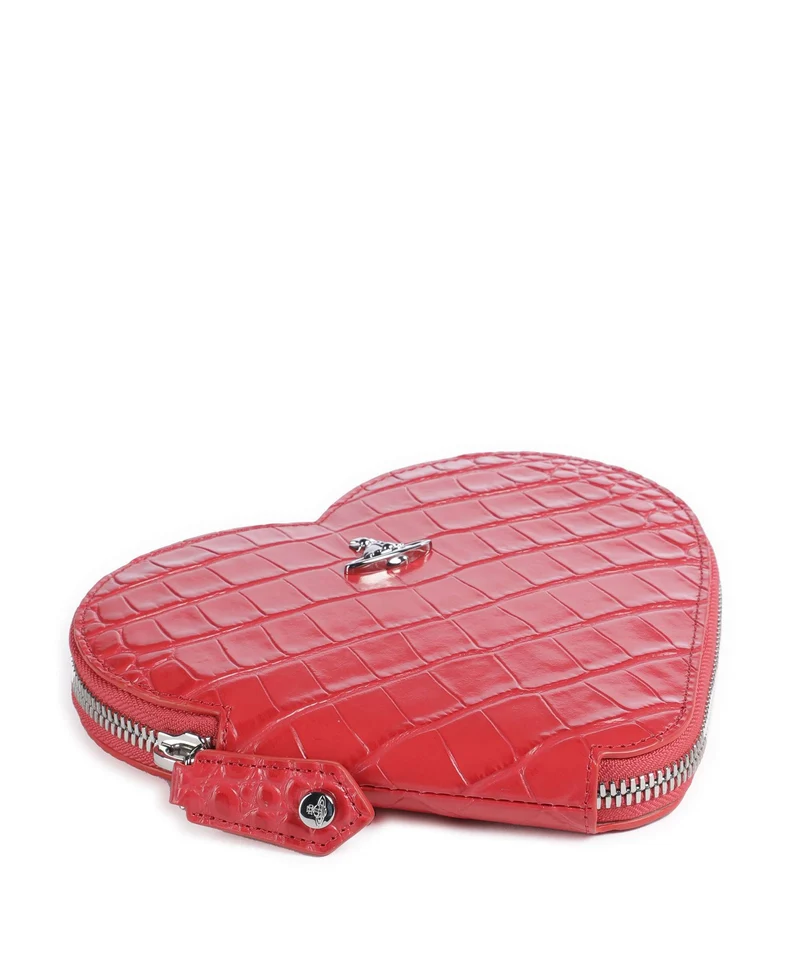 Vivienne Westwood Heart Embossed Croc Umhängetasche coral