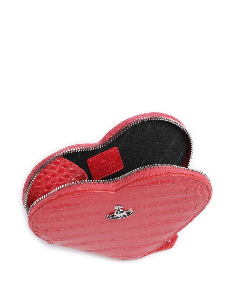 Vivienne Westwood Heart Embossed Croc Umhängetasche coral