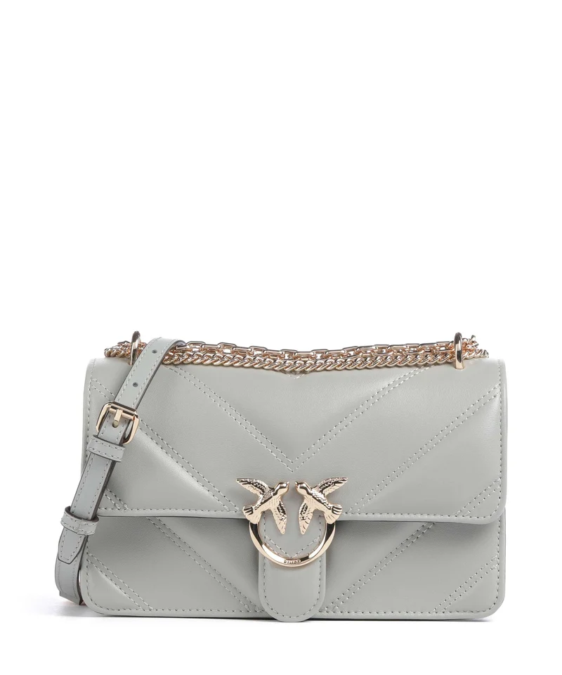 Pinko Love One Mini Schultertasche grigio perla/gold mordore