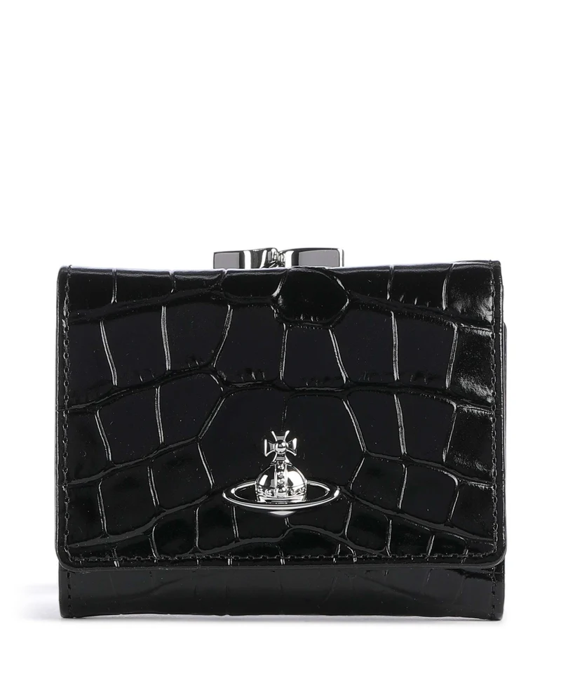 Vivienne Westwood Frame Embossed Croc Small Geldbörse black