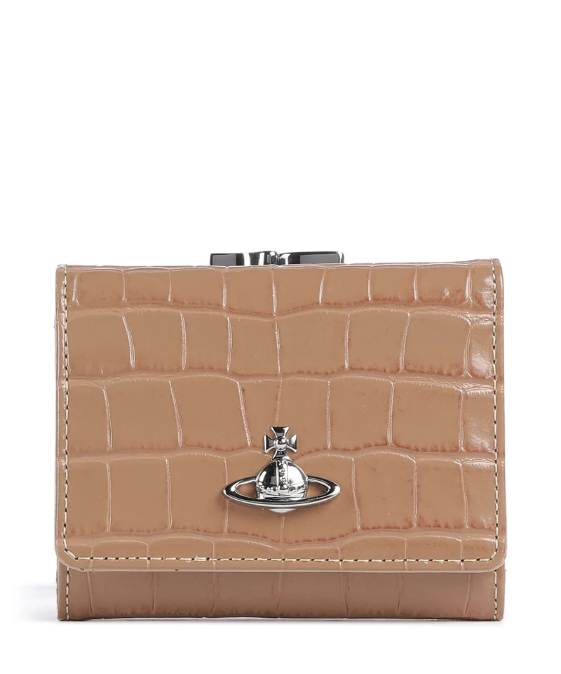 Vivienne Westwood Frame Embossed Croc Small Geldbörse dusty pink