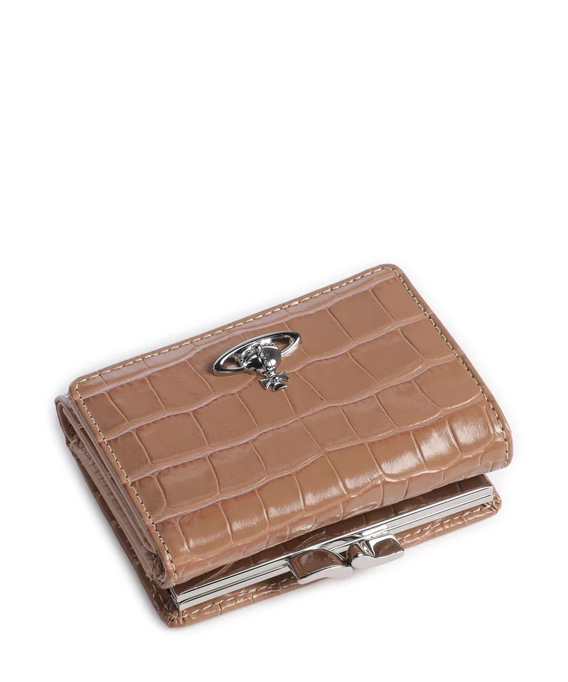 Vivienne Westwood Frame Embossed Croc Small Geldbörse dusty pink