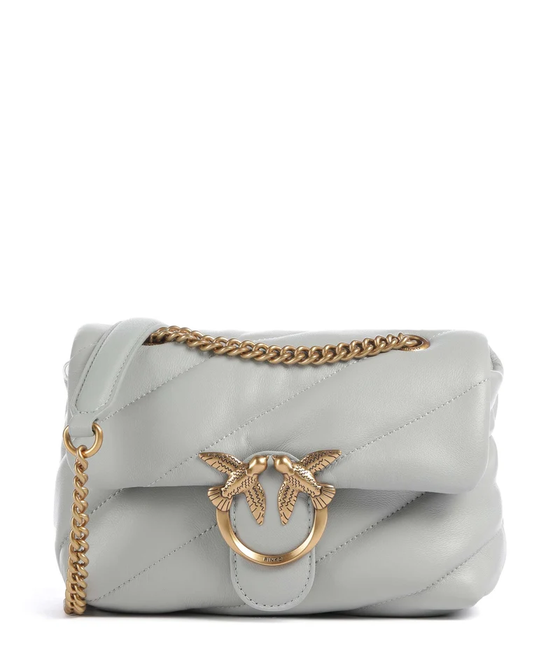 Pinko Love Puff Mini Schultertasche grigio perla/antique gold