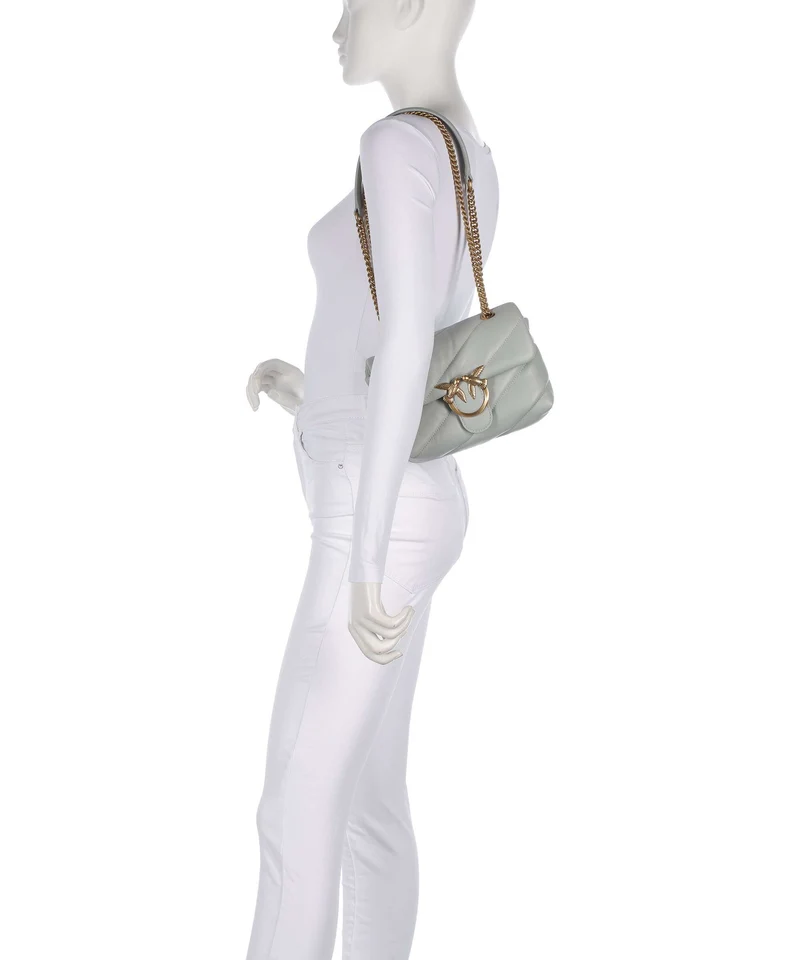 Pinko Love Puff Mini Schultertasche grigio perla/antique gold