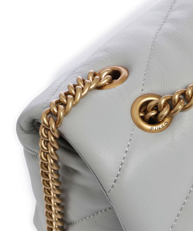 Pinko Love Puff Mini Schultertasche grigio perla/antique gold