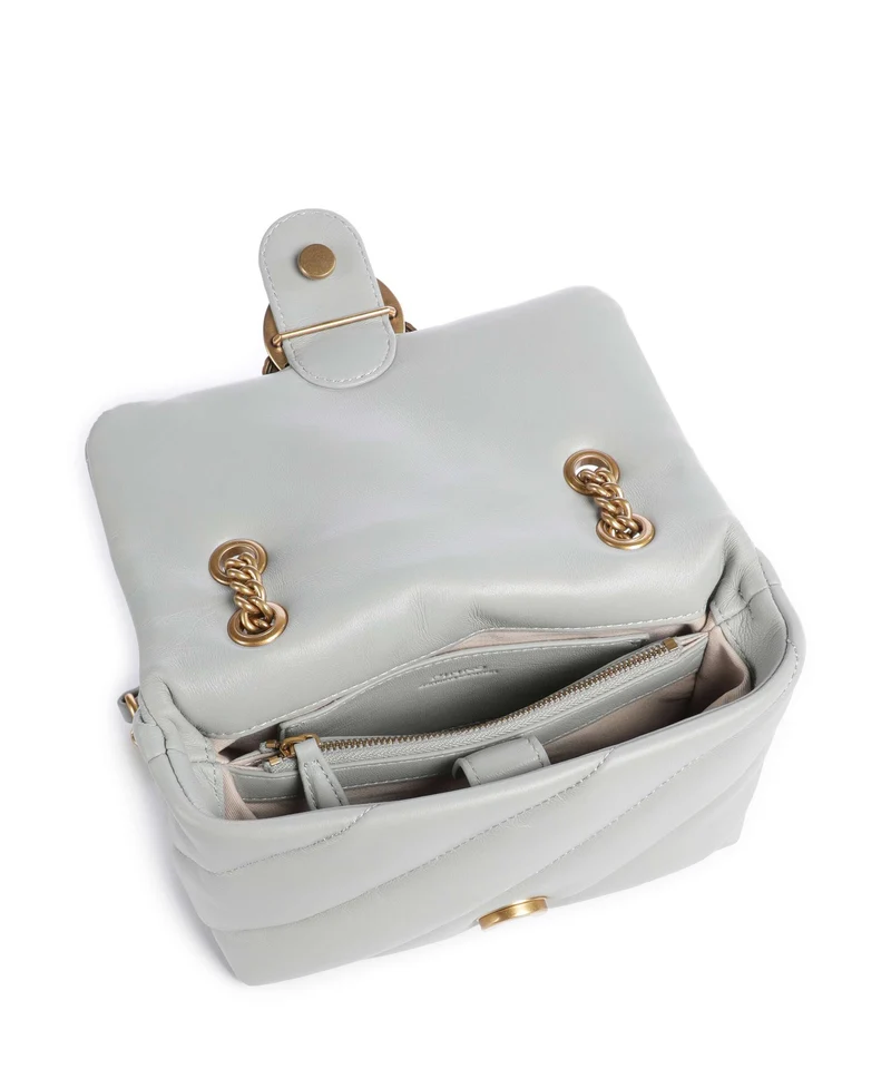 Pinko Love Puff Mini Schultertasche grigio perla/antique gold