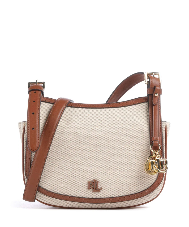 Lauren Ralph Lauren Marcy Medium Umhängetasche natural/buff canvas/lauren tan