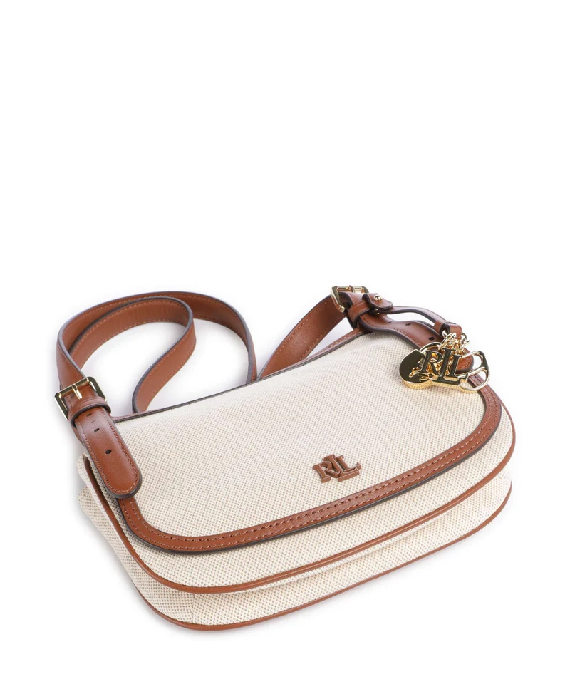 Lauren Ralph Lauren Marcy Medium Umhängetasche natural/buff canvas/lauren tan