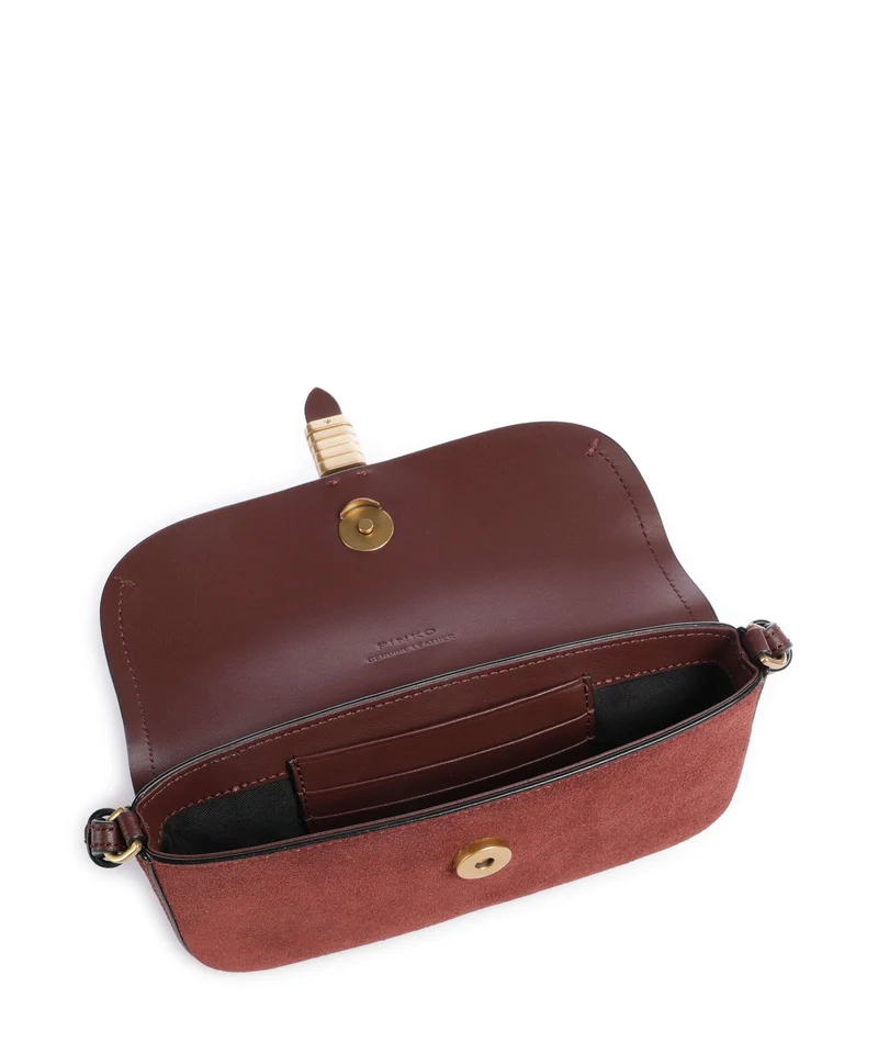 Pinko Saddle Flat Umhängetasche burgundy wine/antique gold