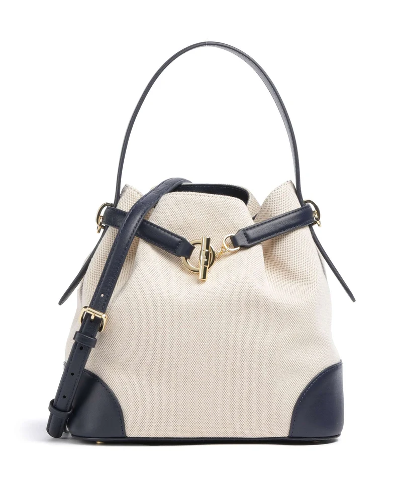 Lauren Ralph Lauren Blaike Medium Bucket Handtasche natural/buff canvas/refined navy