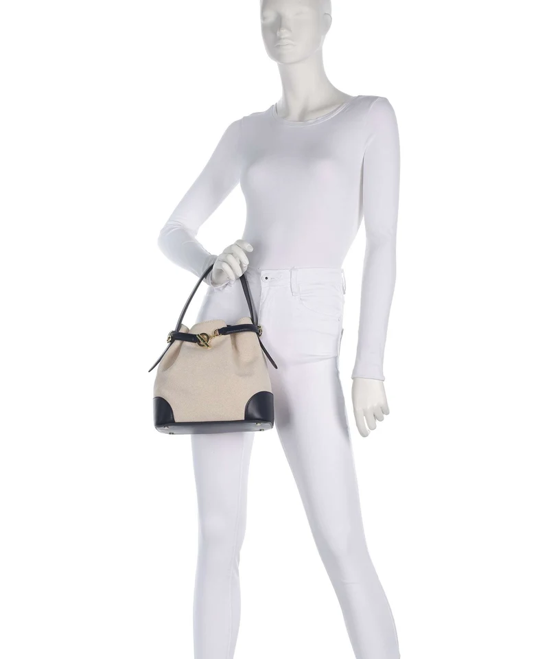 Lauren Ralph Lauren Blaike Medium Bucket Handtasche natural/buff canvas/refined navy