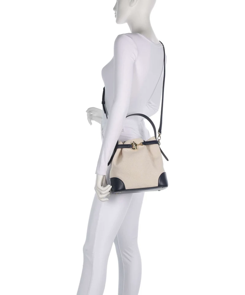 Lauren Ralph Lauren Blaike Medium Bucket Handtasche natural/buff canvas/refined navy