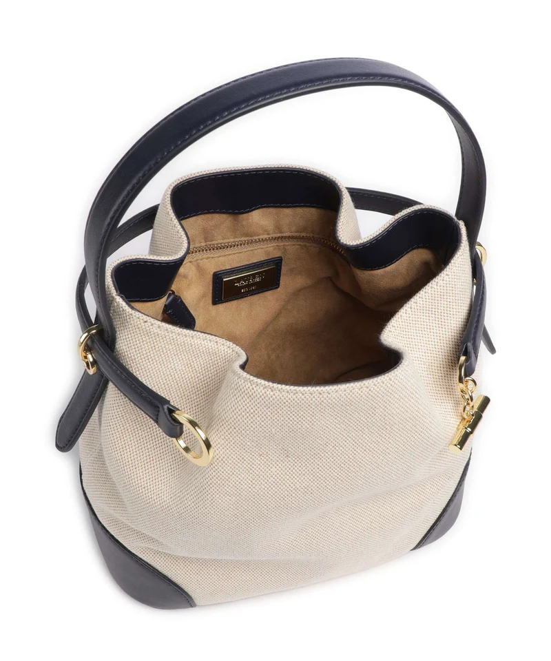Lauren Ralph Lauren Blaike Medium Bucket Handtasche natural/buff canvas/refined navy