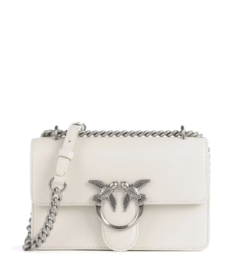 Pinko Love One Mini Schultertasche bianco seta/old silver