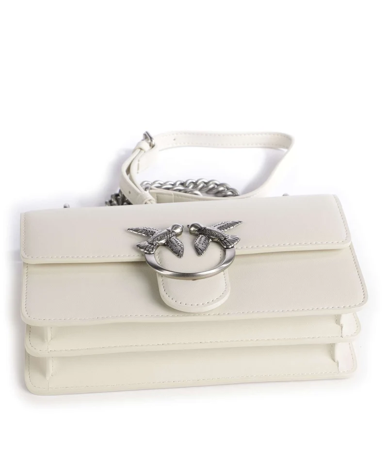 Pinko Love One Mini Schultertasche bianco seta/old silver