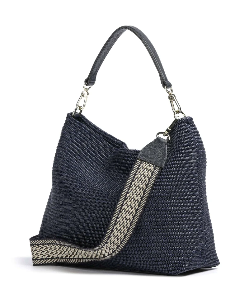 Abro Raffia Kaia Beuteltasche navy