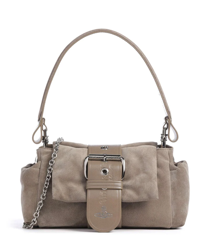 Vivienne Westwood Hazel Suede Treasure Schultertasche stone
