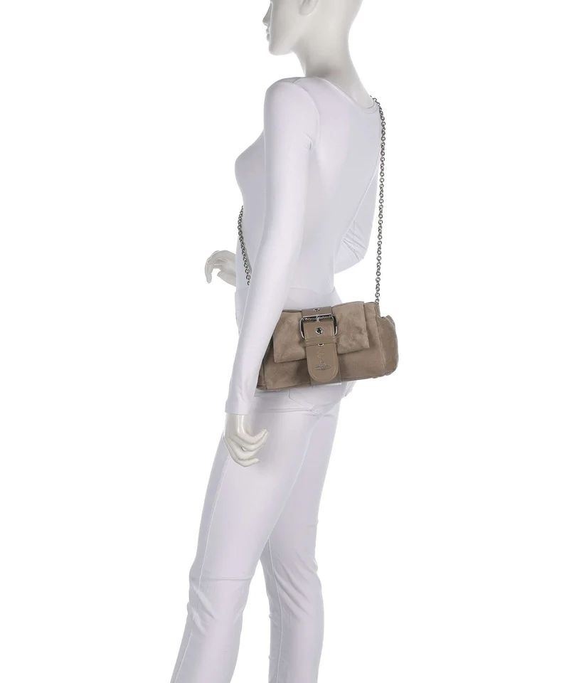 Vivienne Westwood Hazel Suede Treasure Schultertasche stone