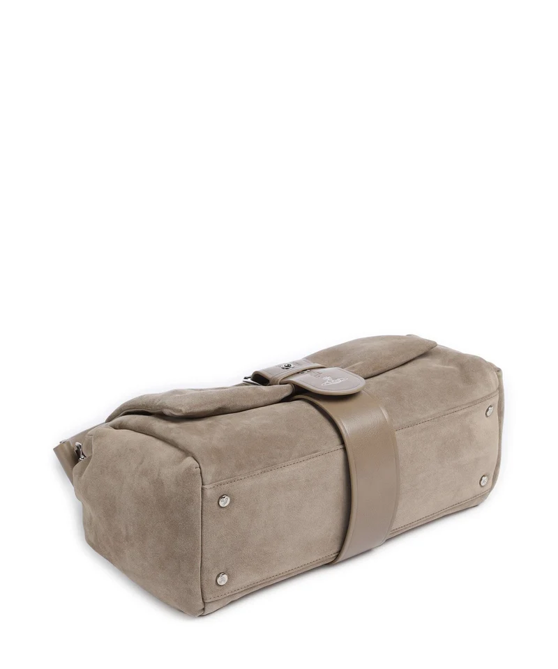 Vivienne Westwood Hazel Suede Treasure XL Schultertasche stone