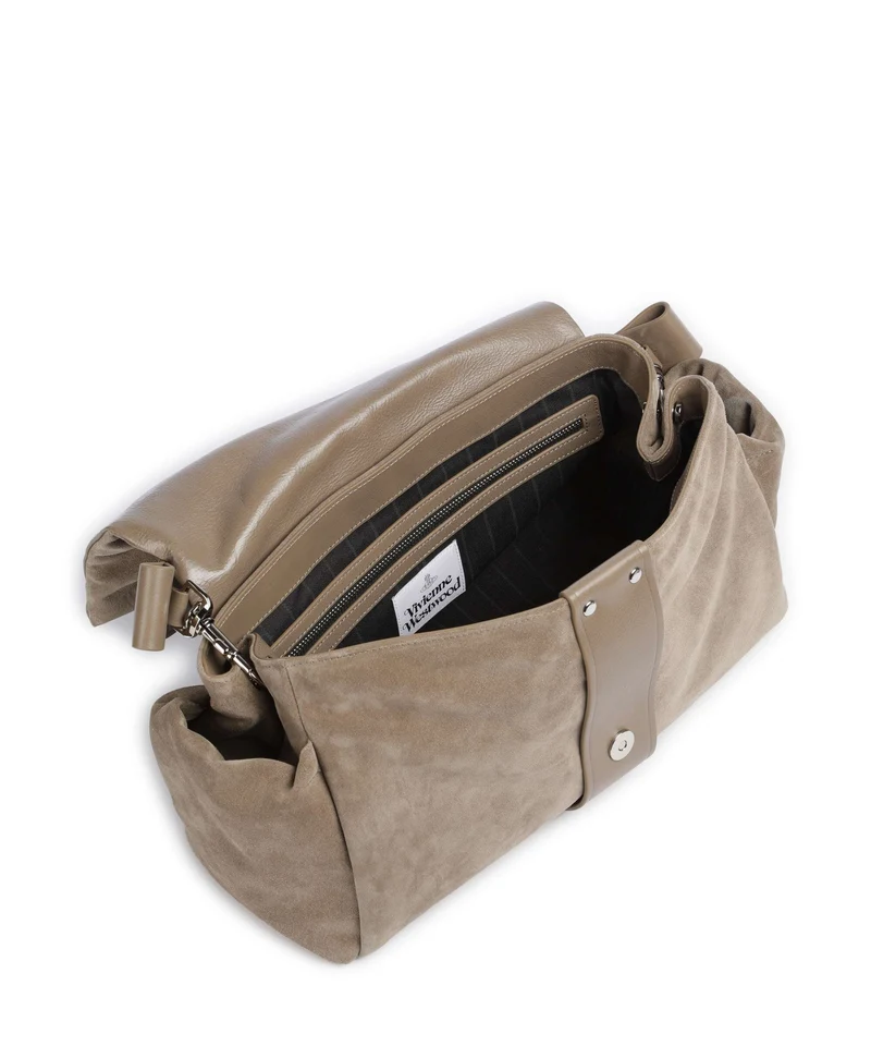 Vivienne Westwood Hazel Suede Treasure XL Schultertasche stone