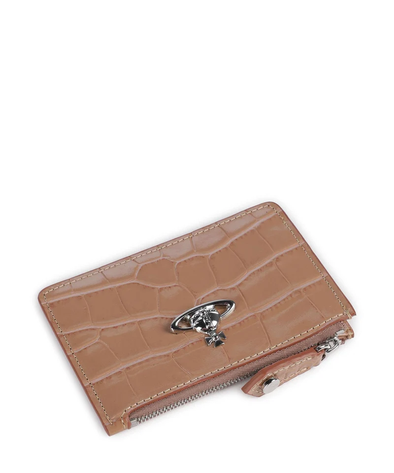 Vivienne Westwood Embossed Croc Slim Kreditkartenetui dusty pink