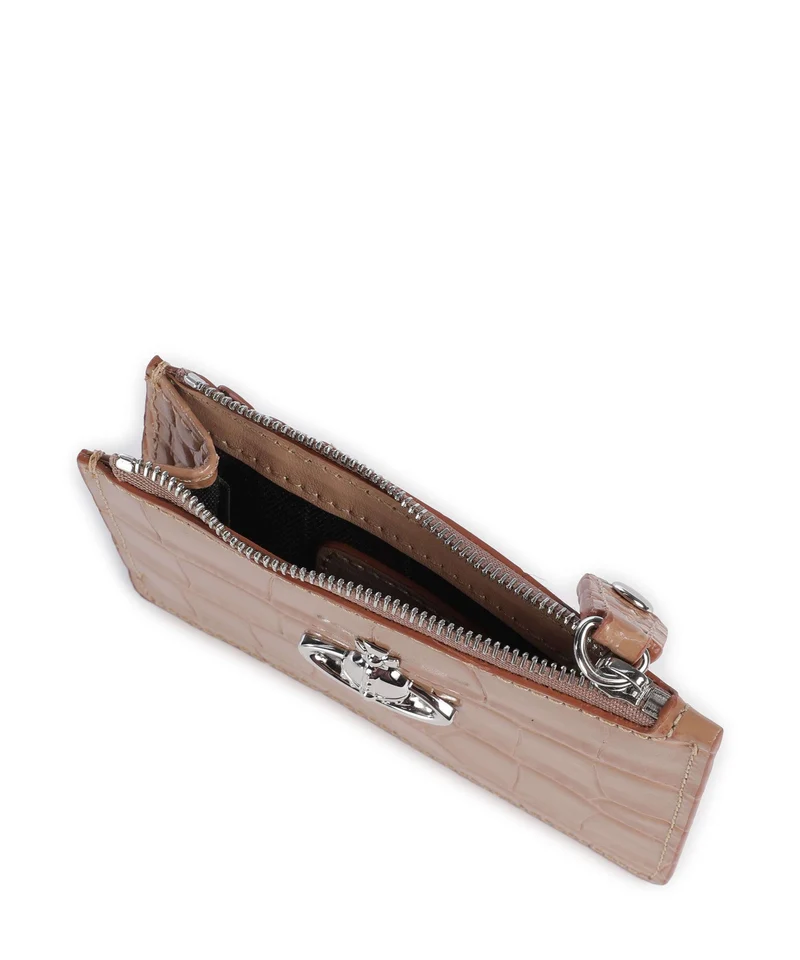 Vivienne Westwood Embossed Croc Slim Kreditkartenetui dusty pink